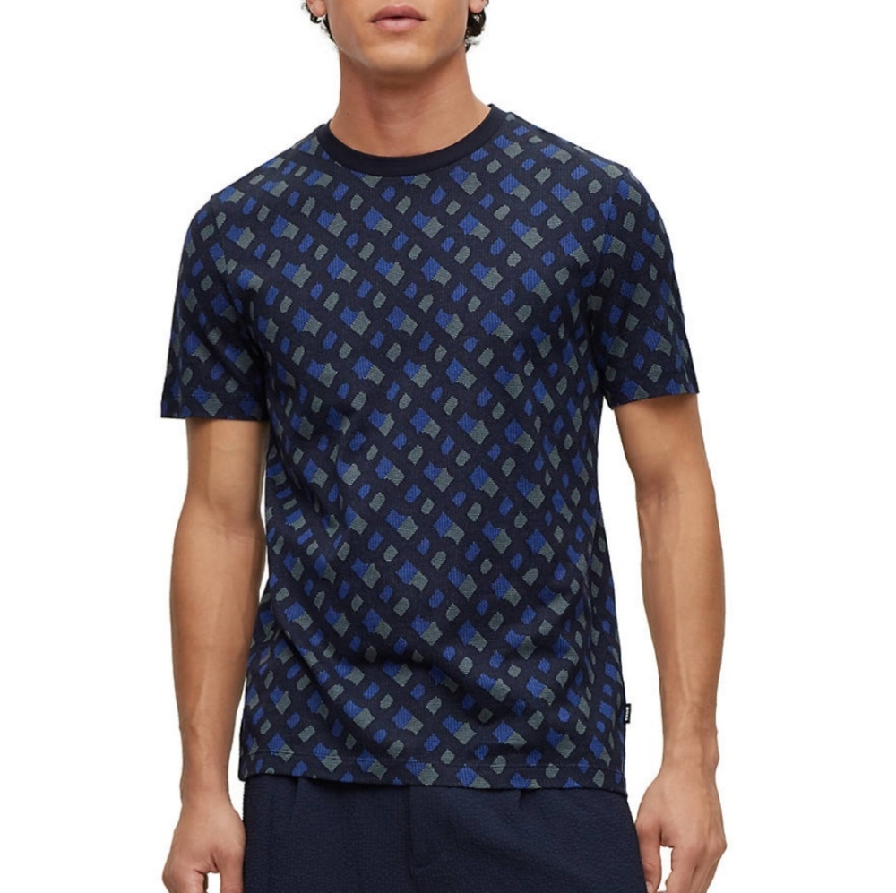 NWT Hugo Boss Mercerised Short Sleeve Printed Crew Neck T-Shirt. Size M